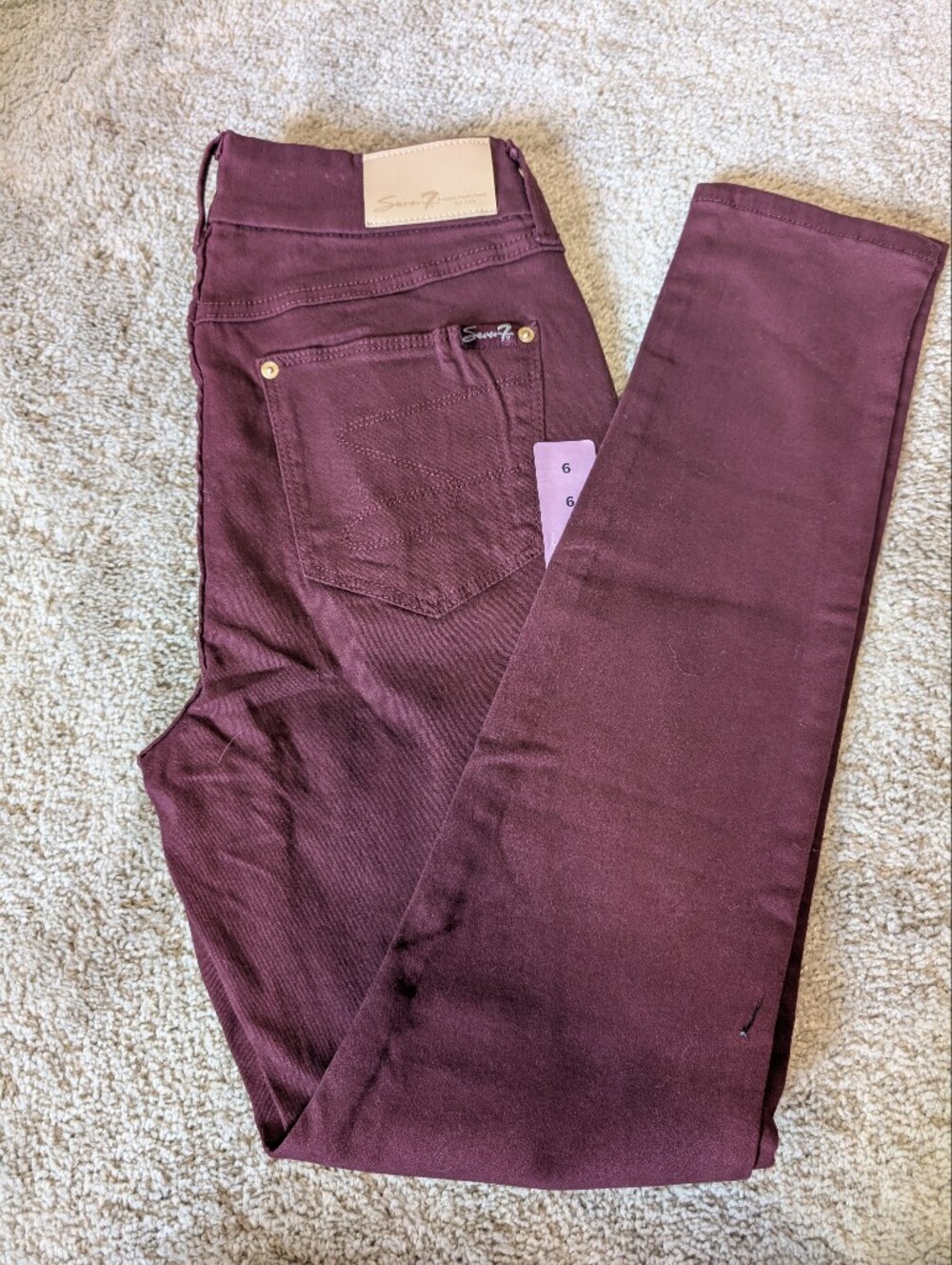 Skinny Stretch Jeans in Wine by Seven7